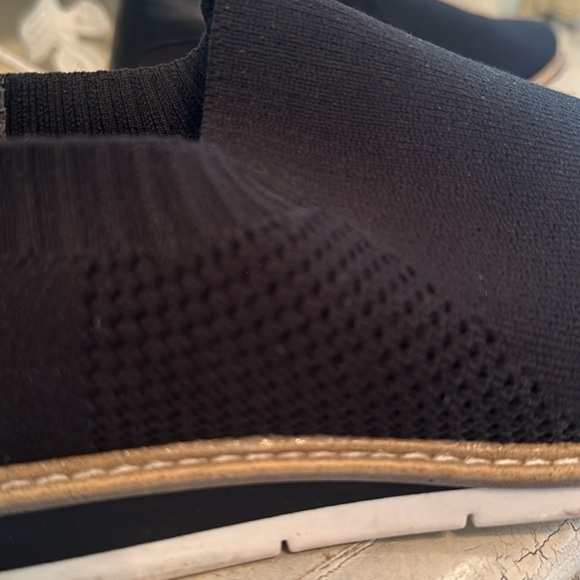 Black fabric slip ons with leather back.Bought at Off 5th .Wore once.Nice shoes - Picture 3 of 7